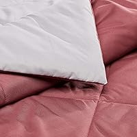 Vista 3 de Yaxa Basics Edredón reversible Twin/Twin XL de microfibra ligera para todas las estaciones, manta, borgoña/gris