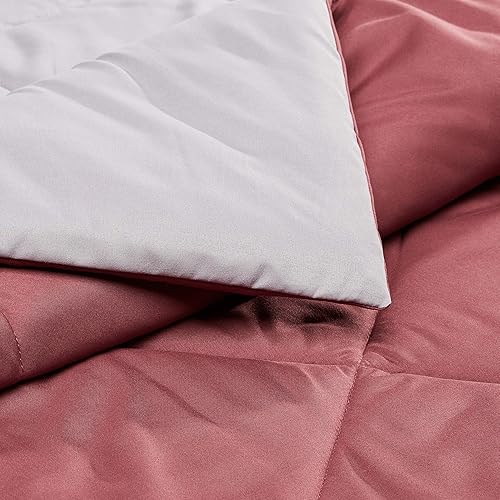 Miniatura 3 de Tienda Basics - Manta reversible de microfibra, para cama individual, individual XL, color burdeos y gris