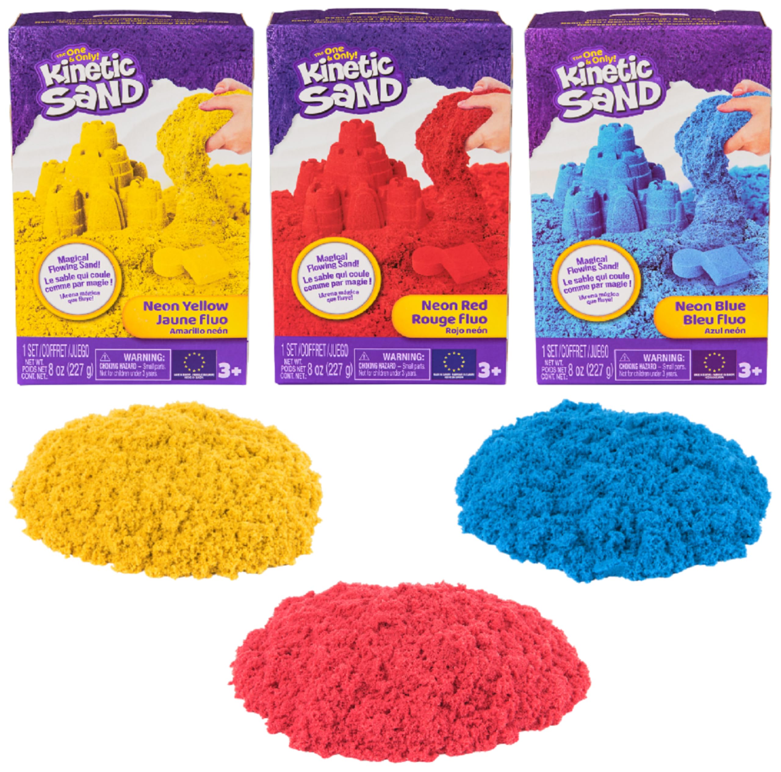 Kinetic Sand, Sabbia Cinetica da Modellare 227gr, Colore Casuale tra Blu, Giallo, Rosso, Confezione a Sorpresa, 3+ Anni