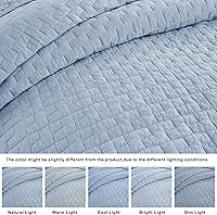 Vista 2 de palassio - Juego de ropa de cama, 100% algodón, tamaño individual, 1 fundas de almohada, colcha ligera texturizada, estilo chic desgastado, suave