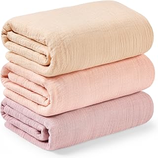3pk Muslin Swaddle Blankets for Newborns Boys, Girls (Angelic, 47x47) | Large Cotton Muslin Baby Blanket, Nursery Swaddling, Neutral, Soft, Breathable, Light Infant Baby Receiving Blanket