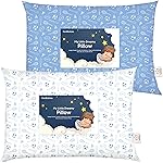 KeaBabies 2-Pack Toddler Pillow 13x18 - Soft Organic Cotton Kids Travel Bed Pillows for Sleeping, School, Nap, Machine Washable, Toddlers 2 to 5, Pillowcase Sold Separately (Sports)