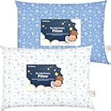 KeaBabies 2-Pack Toddler Pillows 2 Year Old to 5-13x18 Soft Organic Cotton Kids Pillow for Sleeping, Travel, School, Daycare, Nap, Toddler Bed, Machine Washable, Without Pillowcase (Sports)