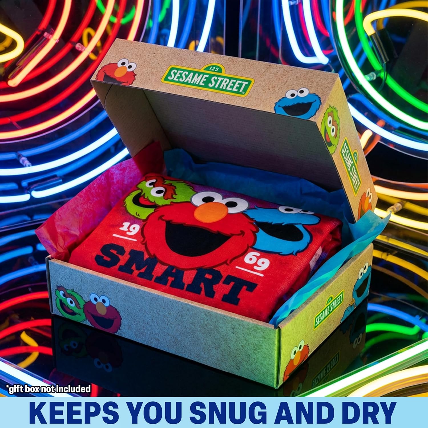 Get Trend Sesame Street Bath Towels with Hood for Boys, 49”x30”, One Size Soft and Absorbent Cotton Hooded Beach Towel Wrap, Poncho for Swimming Pool Travel for Boys (Red Sesame Street)