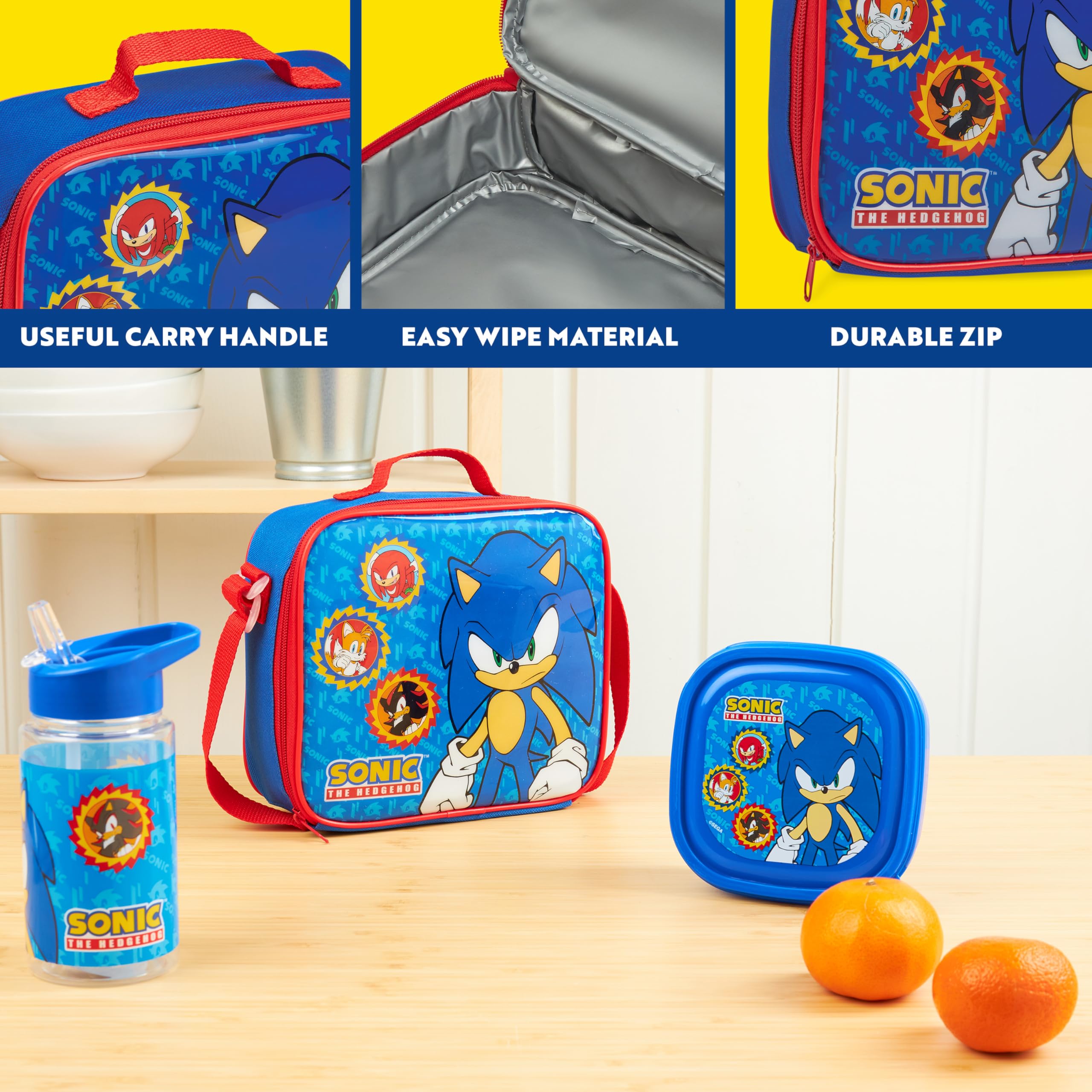 Get Trend Sonic THE Hedgehog Lunch Bag Set for Kids 3 Pcs with Snack Lunch Box BPA Free 400ml Water Bottle Insulated Bag Travel Picnic Nursery School Supplies (Sonic) - Image 4