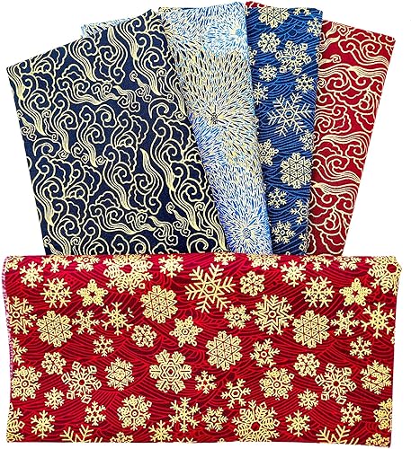 Paquete de 5 piezas de tela de algodón para manualidades, parches cuadrados, 20 x 20 pulgadas (19.7 x 19.7 in), coloridos manteles de algodón estilo