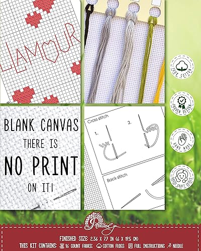 Miniatura 4 de Povitrulya Counted Cross Stitch Kit - DIY Kits for Adults or Kids - Funny Embroidery Bookmark - Easy to Use - Craft Collection - Llamour