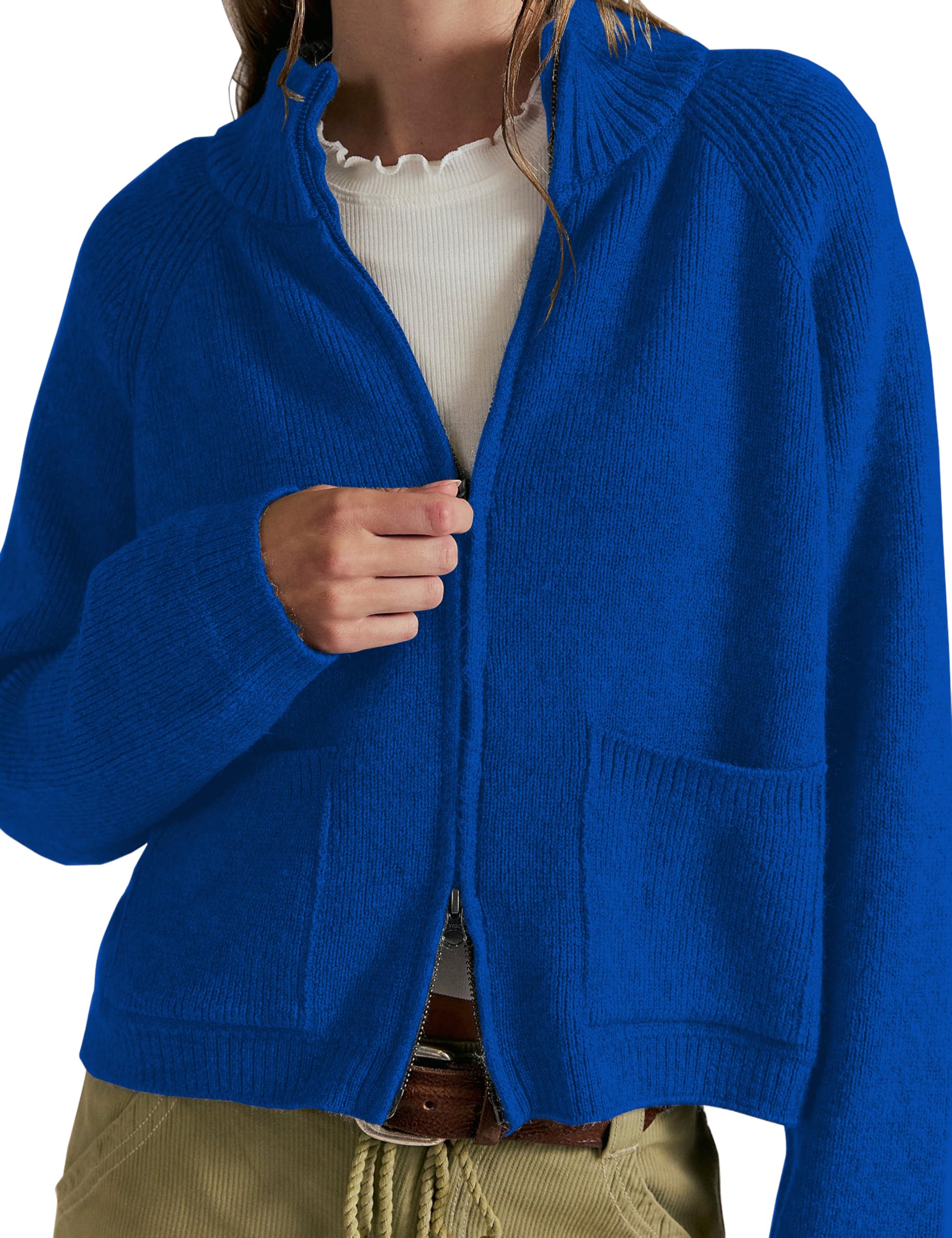 Womens Zip Up Cardigan Lightweight Chunky Knit Cardigan Sweater 2025 Fall Outerwear Jackets