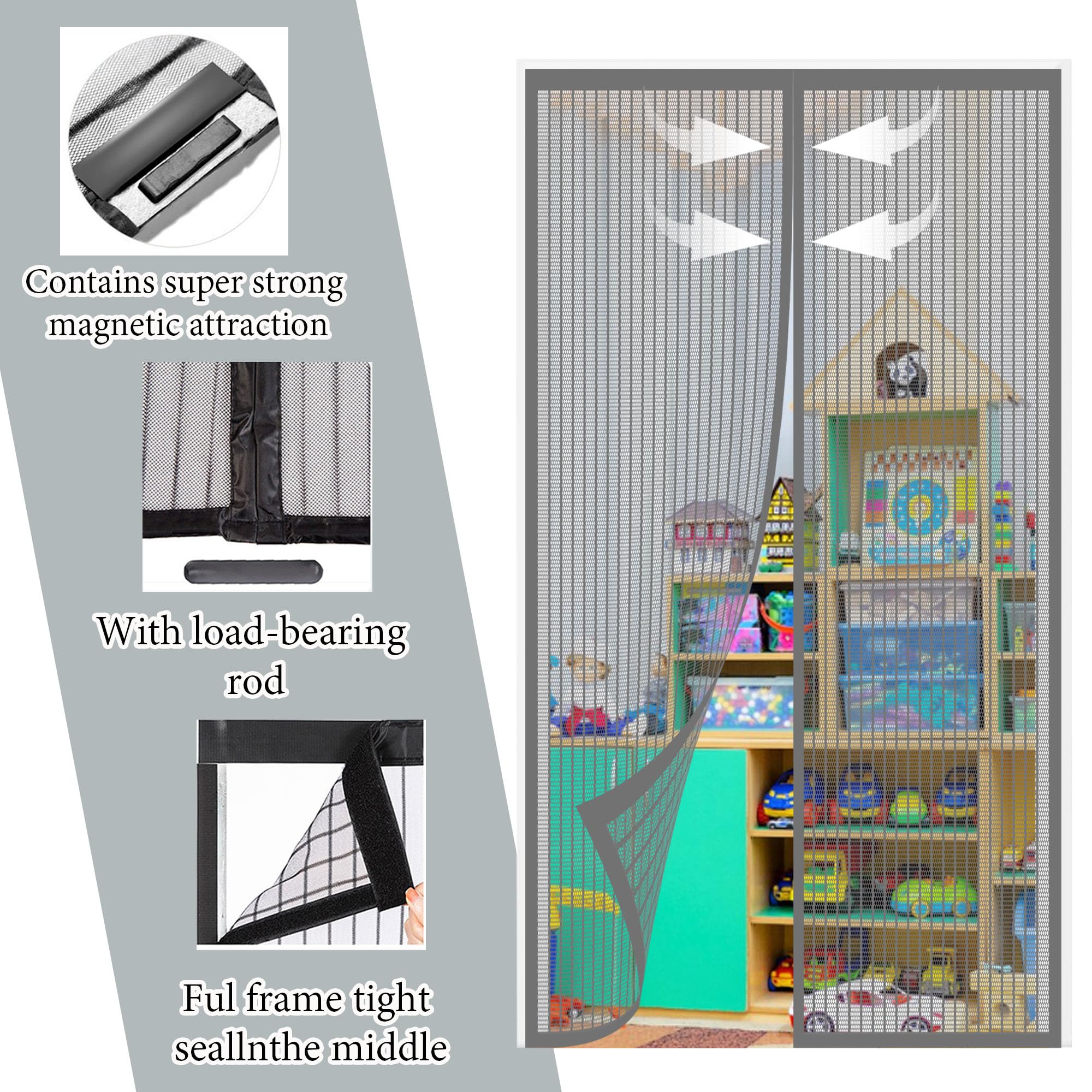 Zanzariera Porta Finestra 100 x 300 cm Facile da Installare Zanzariera Porta Tenda Anti Insetti Traspirante Chiusura Automatica per Porte Finestre Balcone Soggiorno, Grigio