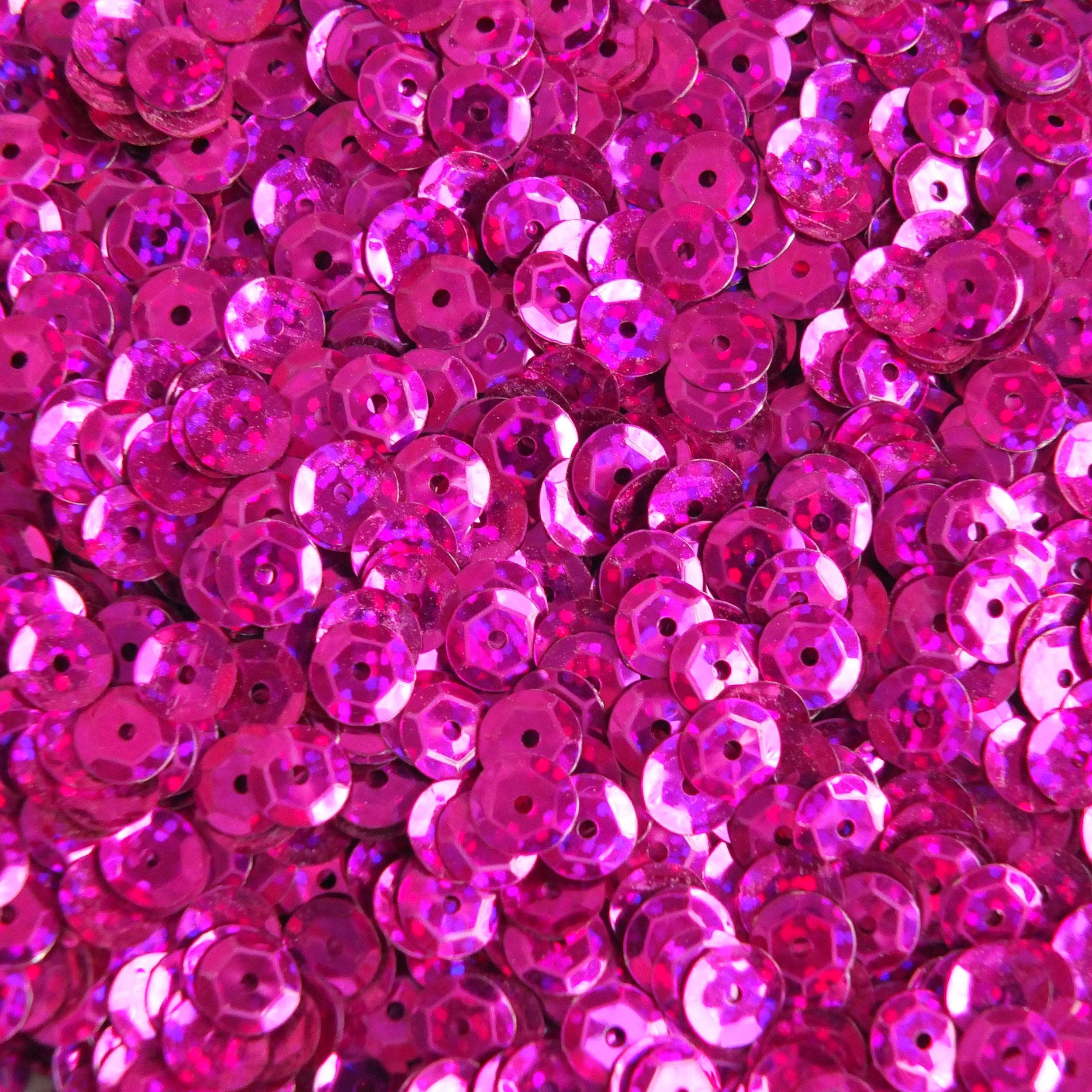 6mm Cup Sequins Fuchsia Pink Hologram Glitter Sparkle Metallic Made in USA