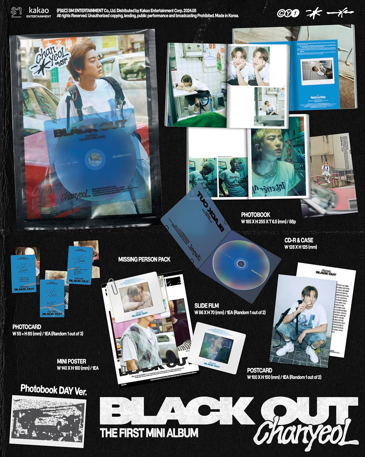 (EXO) CHANYEOL 1st Mini Album BLACK OUT Set (2Photobooks+Special+Smini) 4pcs in total+Official photos+Tracking