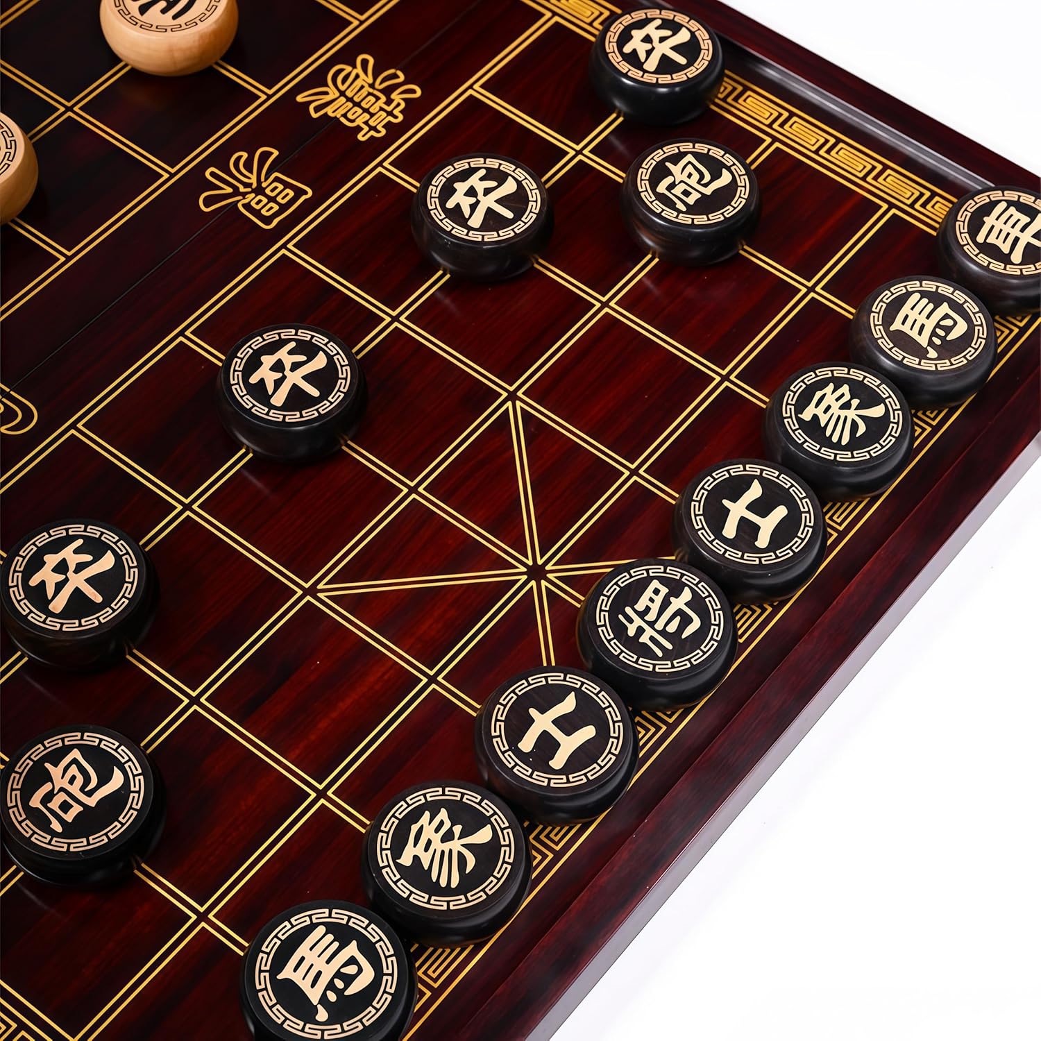 Natural Wood Chinese Chess, Xiangqi Gift Set - Travel Games Sets with Board Games Gift, Xiang Qi Game & Pieces, Chinese Decor & Gifts, Chinese New Year Decor (Small)