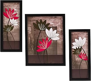 Indianara 3 Pc Set Of Floral Paintings Without Glass 5.2 X 12.5, 9.5 X 12.5, 5.2 X 12.5 Inch Price In India