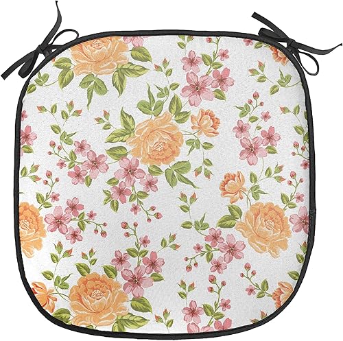 Ambesonne Cojín de asiento para silla de flores, color vibrante, estampado temático de amapola, amor, celebración de boda, acolchado de asiento
