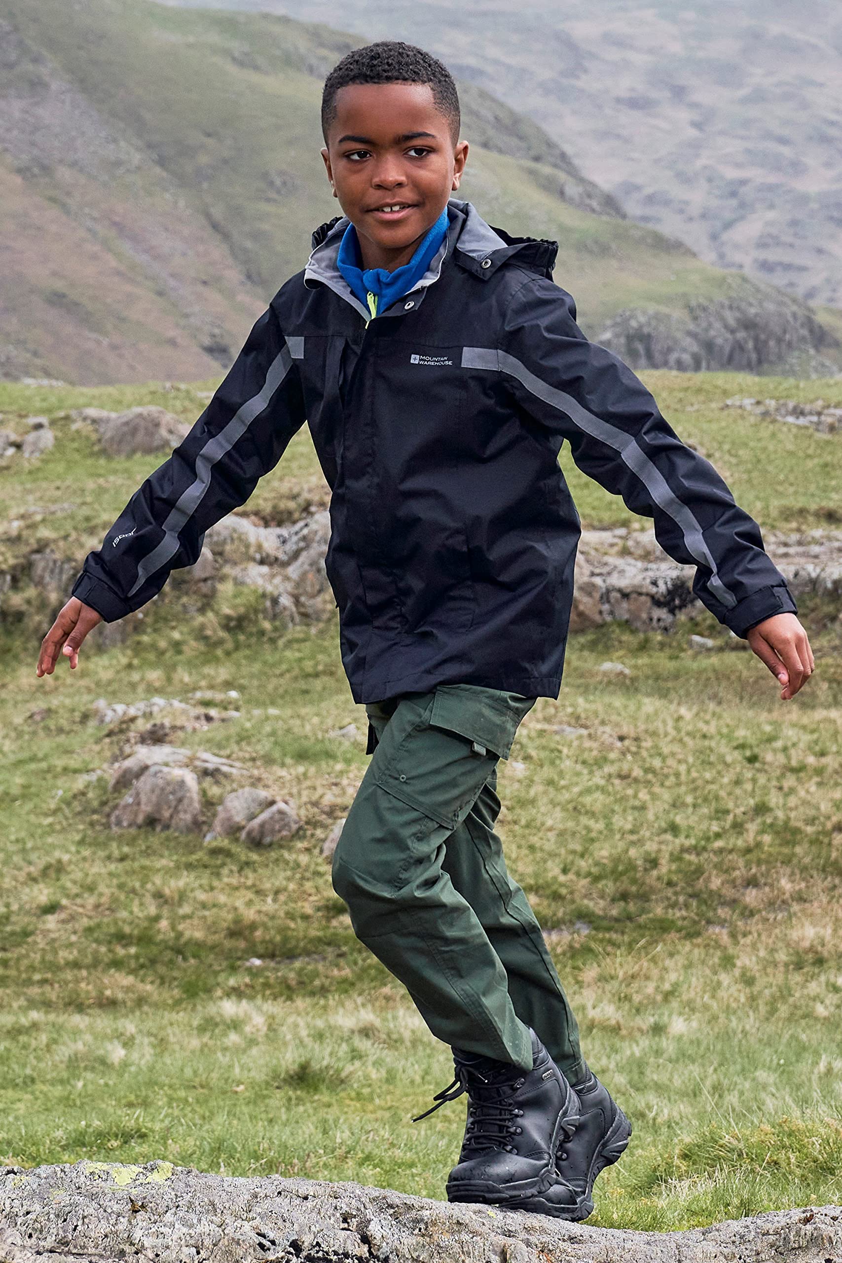 Mountain Warehouse Veste Samson Enfants - Poignets réglables, Poches, Capuche Réglable, Imperméable, Coutures Thermosoudées - Manteau Printemps L’été