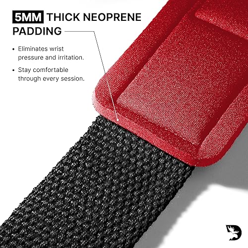 Miniatura 4 de DMoose Fitness - Correas de levantamiento de 24" (par) - Correas de muñeca acolchadas de 5 mm duraderas para levantamiento de pesas y powerlifting -