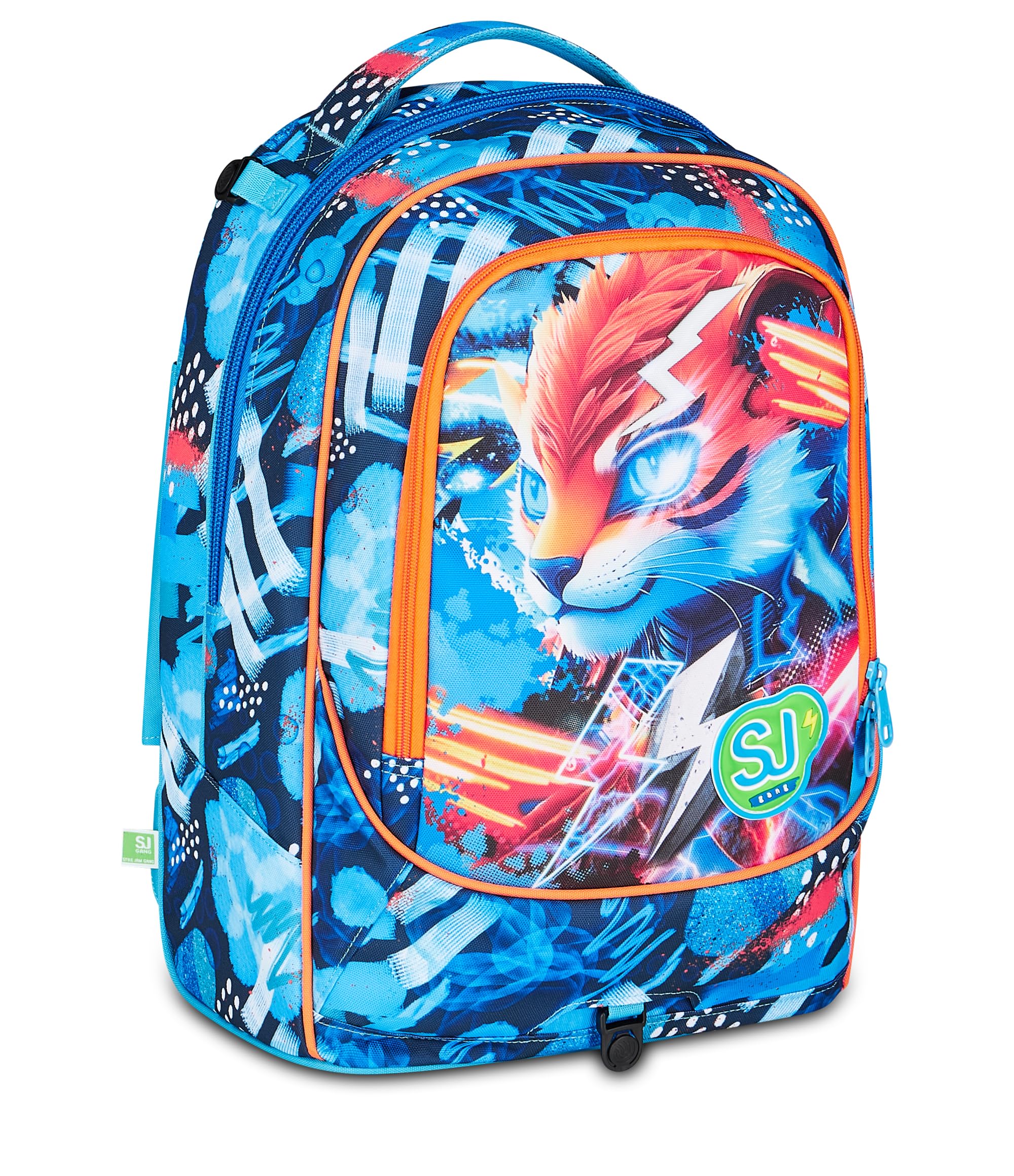 SJ GANG STYLE JAM GANG Trolley Scuola Jack 8 ruote SPEED ANIMAL BOY, Celeste, 34L, Scomponibile, Uso Zaino, Cross-over System, Spallacci a scomparsa, Tasca portaborraccia, Elementari e medie, Bambino