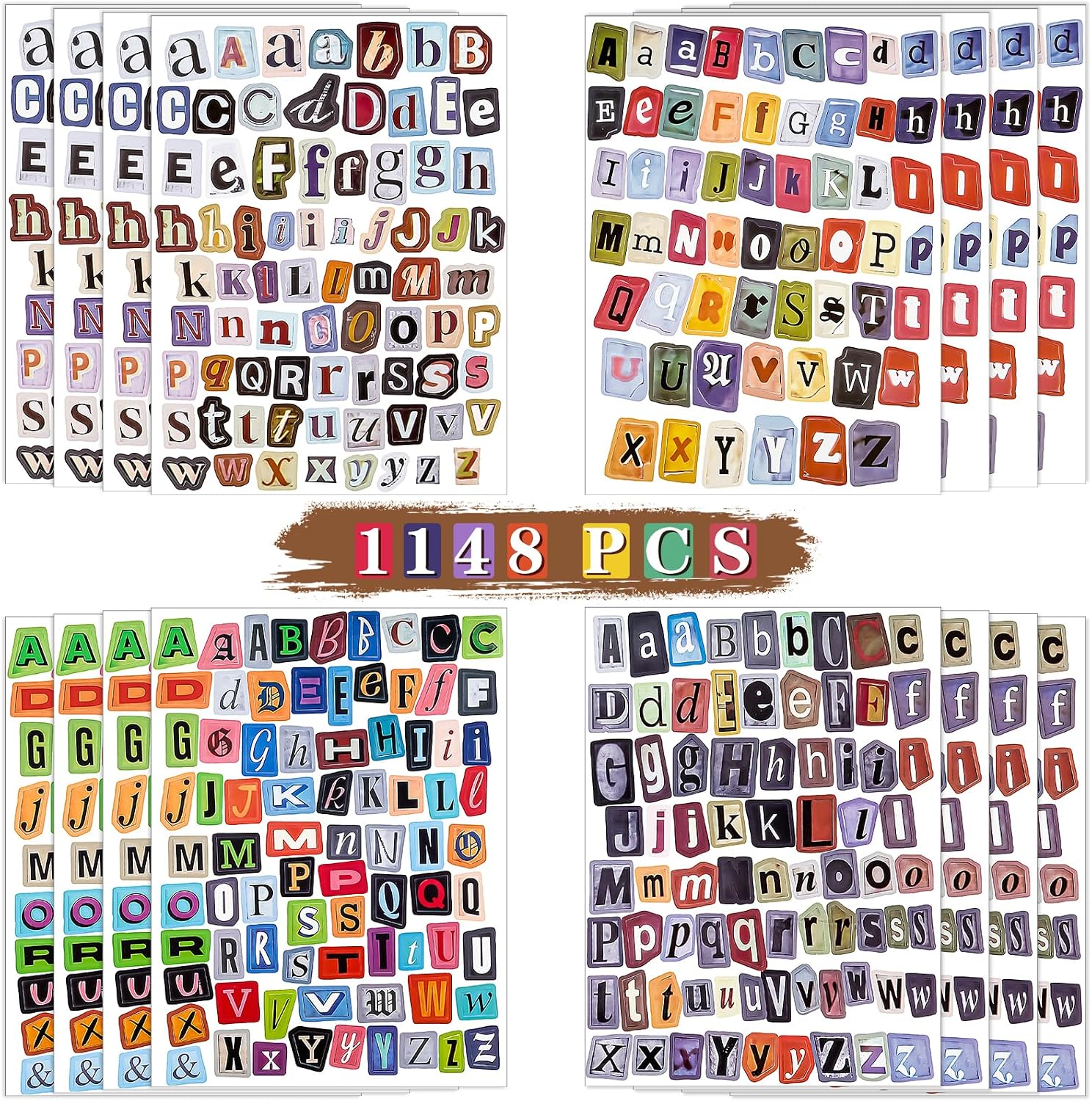 Coicok 1148 Pièces Stickers Scrapbooking, Lettres Autocollantes Vintage