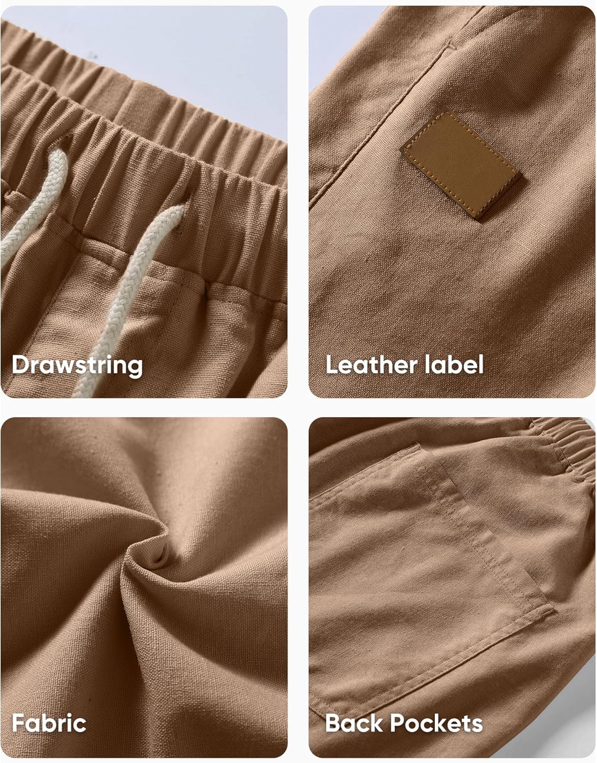 JMIERR Mens Linen Shorts Casual 5"/ 7" Cotton Elastic Waist Drawstring Summer Vacation Beach Shorts with Pockets - Image 7