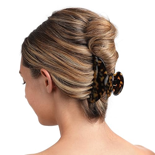 Vista 32 de 3 paquetes de pinzas de pelo medianas para mujer, pinzas de garra de tortuga, pinzas de celuloide con estampado de leopardo, pinzas para el cabello