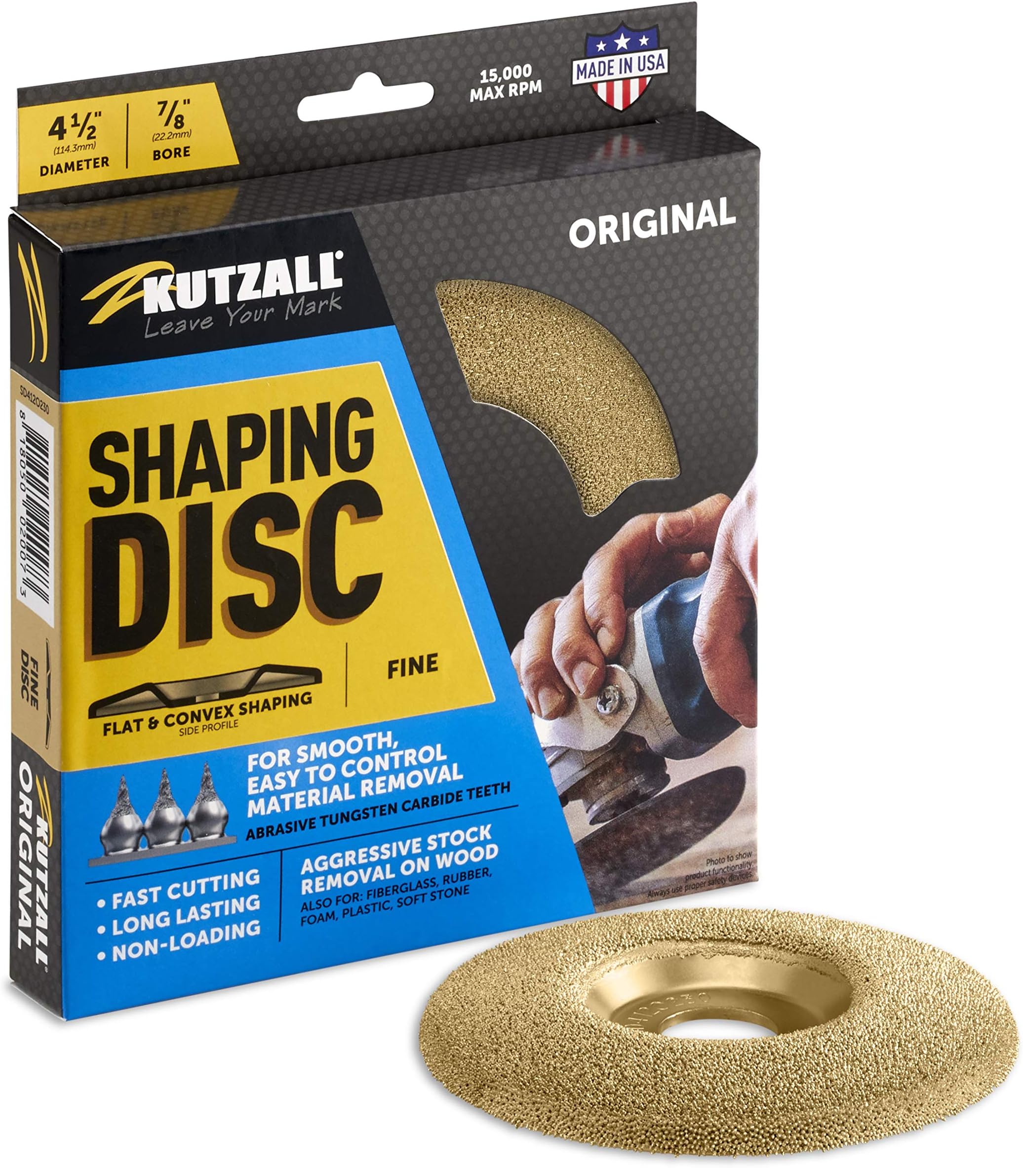 Original Carving Disc - Fine, Tungsten Carbide Coating - 4-1/2" (114.3mm) Diameter x 7/8" (22.2mm) Bore - SD412O230