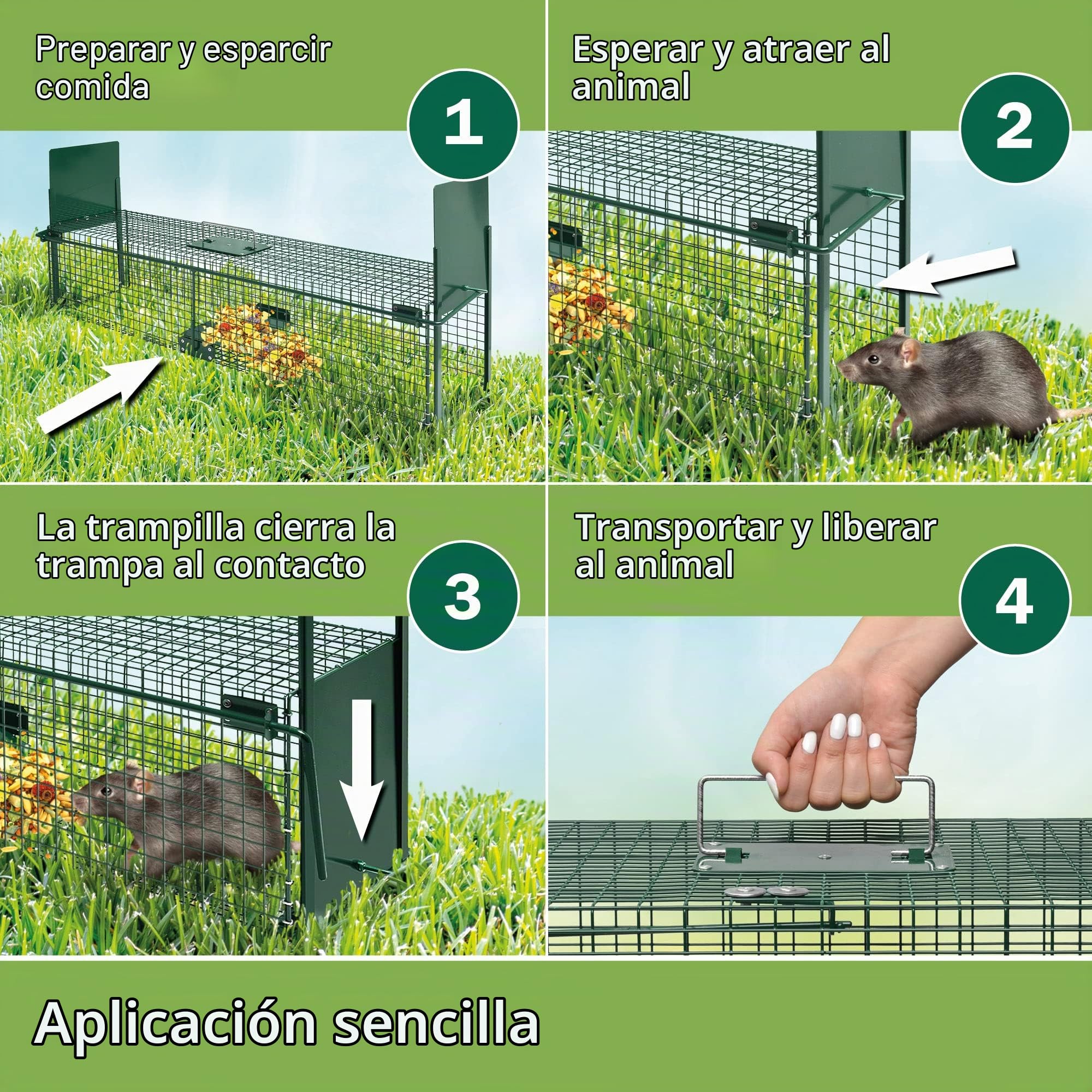Moorland Trampa Viva XXL para martas con 2 entradas Reutilizable Caja Gatos | 100x25x25cm de animales para zorros estable y respetuosa ratas jaula captura Safe 5007