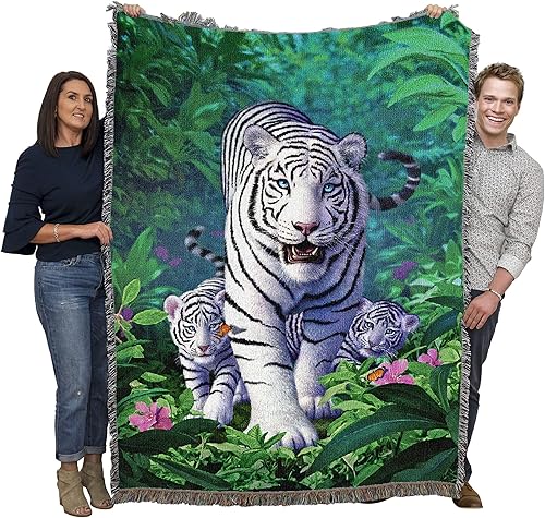 Jerry LoFaro - Manta de tigre blanco Tapiz de regalo de selva tejida de algodĂłn Fabricado en los Estados Unidos 72 x 54 pulgadas Jerry LoFaro - Manta de tigre blanco Tapiz de regalo de selva tejida de algodĂłn Fabricado en los Estados Unidos 72 x 54 pulgadas