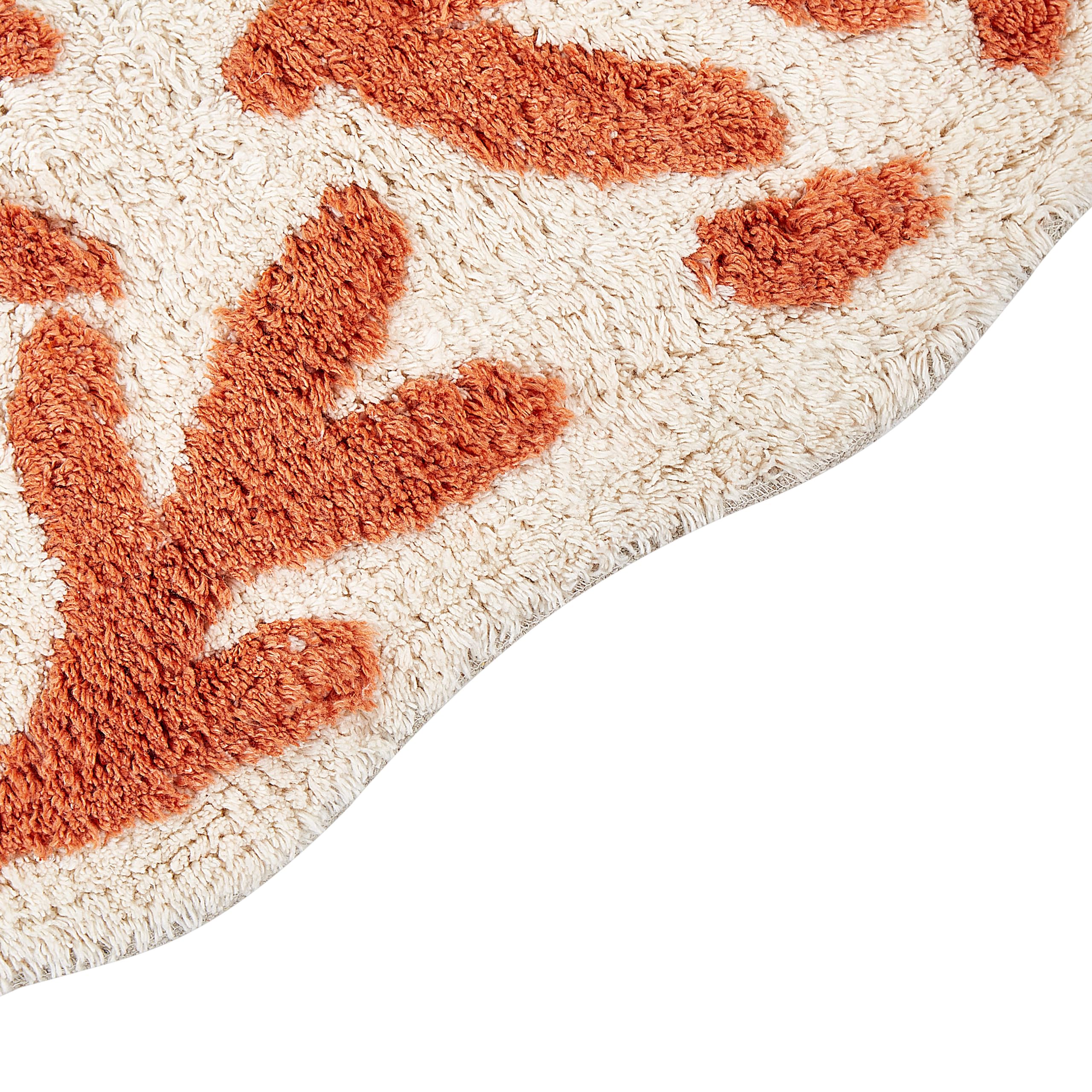 Beliani Tappeto da bagno moderno in cotone di forma irregolare 60 x 90 cm Modello decorativo Accessori da bagno arancione