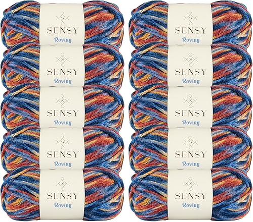 Vista 126 de 3 madejas de hilo Sensy Roving, 3.5 onzas, 132 yardas, calibre 5 voluminoso (Lily Pad)