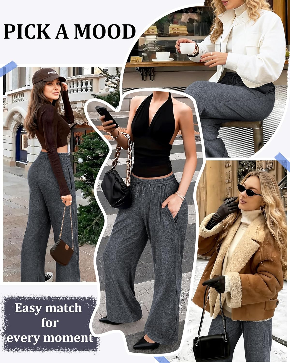 Womens Wide Leg Pants with Pockets Loose Stretch Yoga Lounge Pants Comfy High Waisted Workout Pants - Image 7