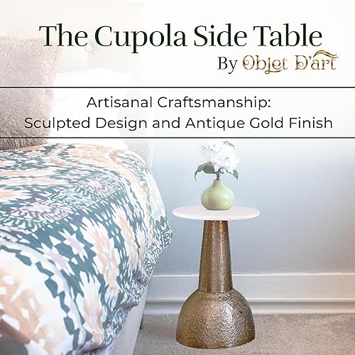 Miniatura 89 de OBJET D'ART ABEL, 21 pulgadas de altura, con acento metálico vintage, laterales, pedestal, coctail y bebidas para sala de estar y espacios pequeños