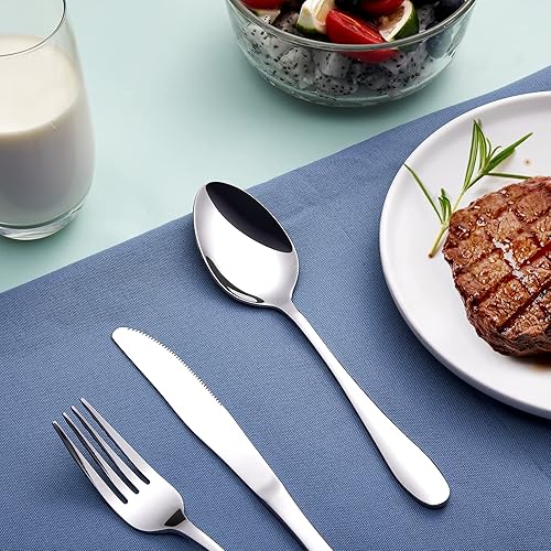 Vista 7 de Cuchara de cena de acero inoxidable de 24 piezas, cucharadas grandes, 8 pulgadas (24 piezas)