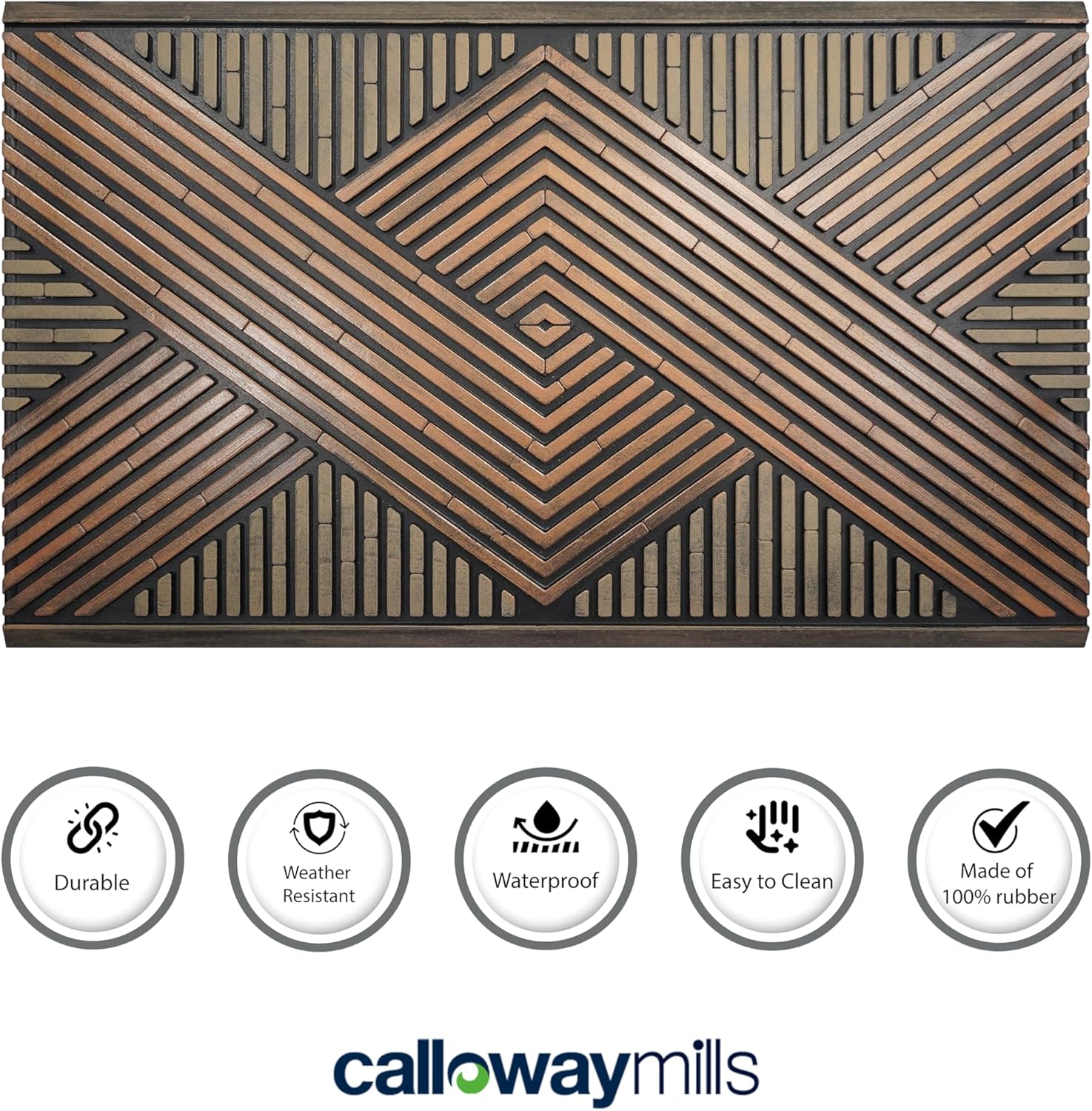 Calloway Mills Wood Wall Doormat 18 ''x 30'' (Interlock Arrow Wood Wall)