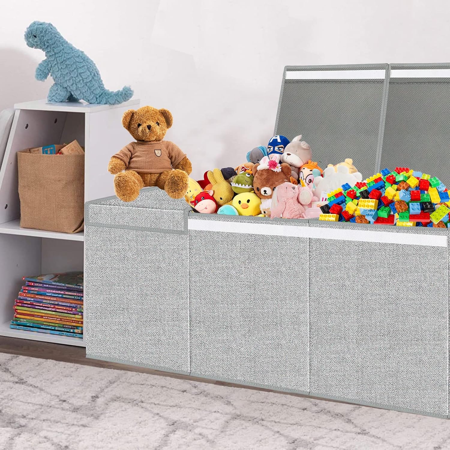 Pantryily Extra Large Toy Box for Girls Boys - Collapsible Kids Toy Chest Boxes Organizers and Storage for Livingroom,Playroom,Closet 35.8"x12.6"x16"(Grey)