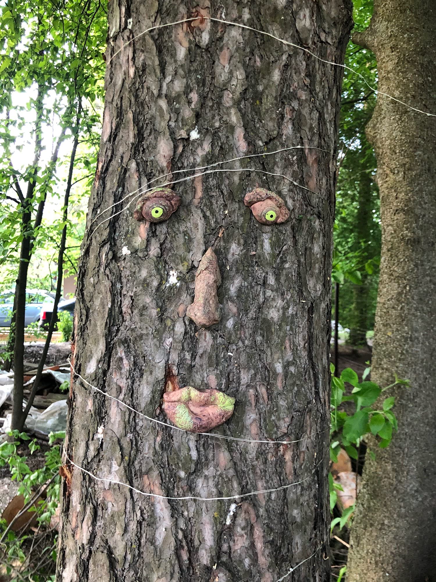 BTMIEY - Decoraciones 3D en Forma de Cara de árbol de Anciano, Talla Divertida de Cara de Anciano, decoración de jardín caprichosa (B)