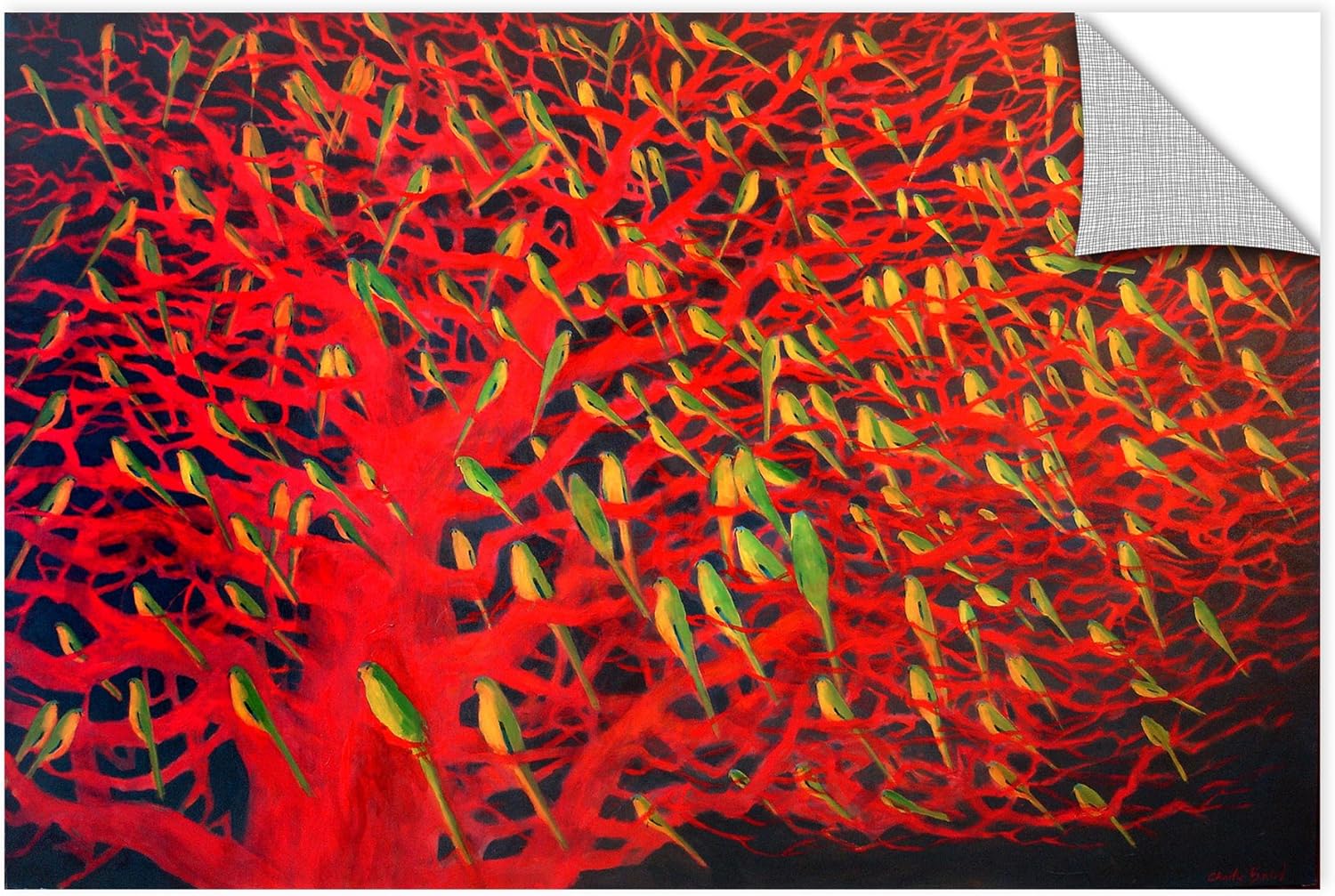 Charlie Baird ''About 180 Orange Bellied Parrots'' Removable Wall Art Mural, 24X36