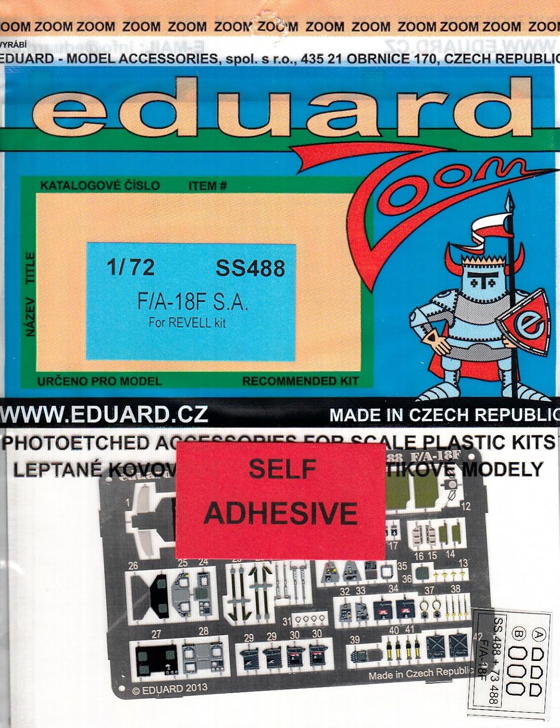 Eduard EDUSS488 1:72 Color Zoom PE - F-18F Super Hornet (for use with the Revell Model kit)