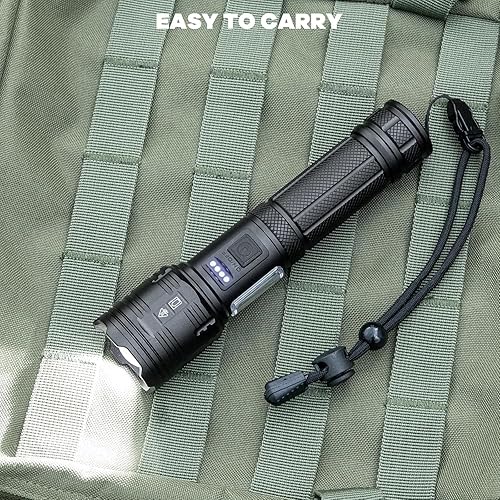 Miniatura 8 de Linternas recargables de alto lúmenes, paquete de 2 unidades, 90,000 lúmenes, linterna súper brillante, luz LED potente, 7 modos con luz de trabajo