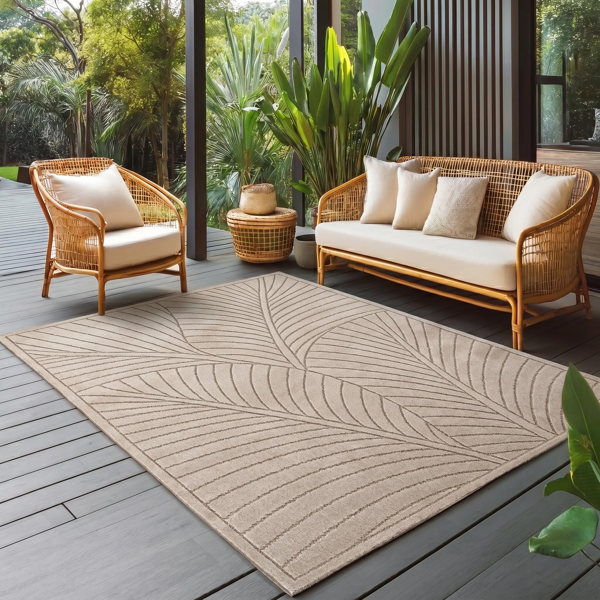 Tapis de salon 240x340 cm beige poils courts effet 3D