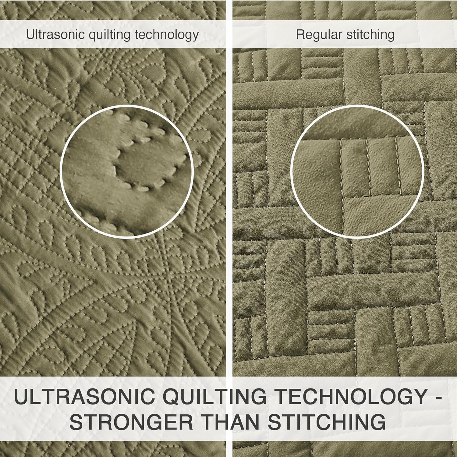 Love's cabin Quilts for Queen Bed Green Bedspreads Bedding Set - Summer Lightweight Bedspread Comforter - Coin Pattern Bedding Coverlet for All Season - 3 Pieces (1 Quilt, 2 Pillow Shams) - Image 3