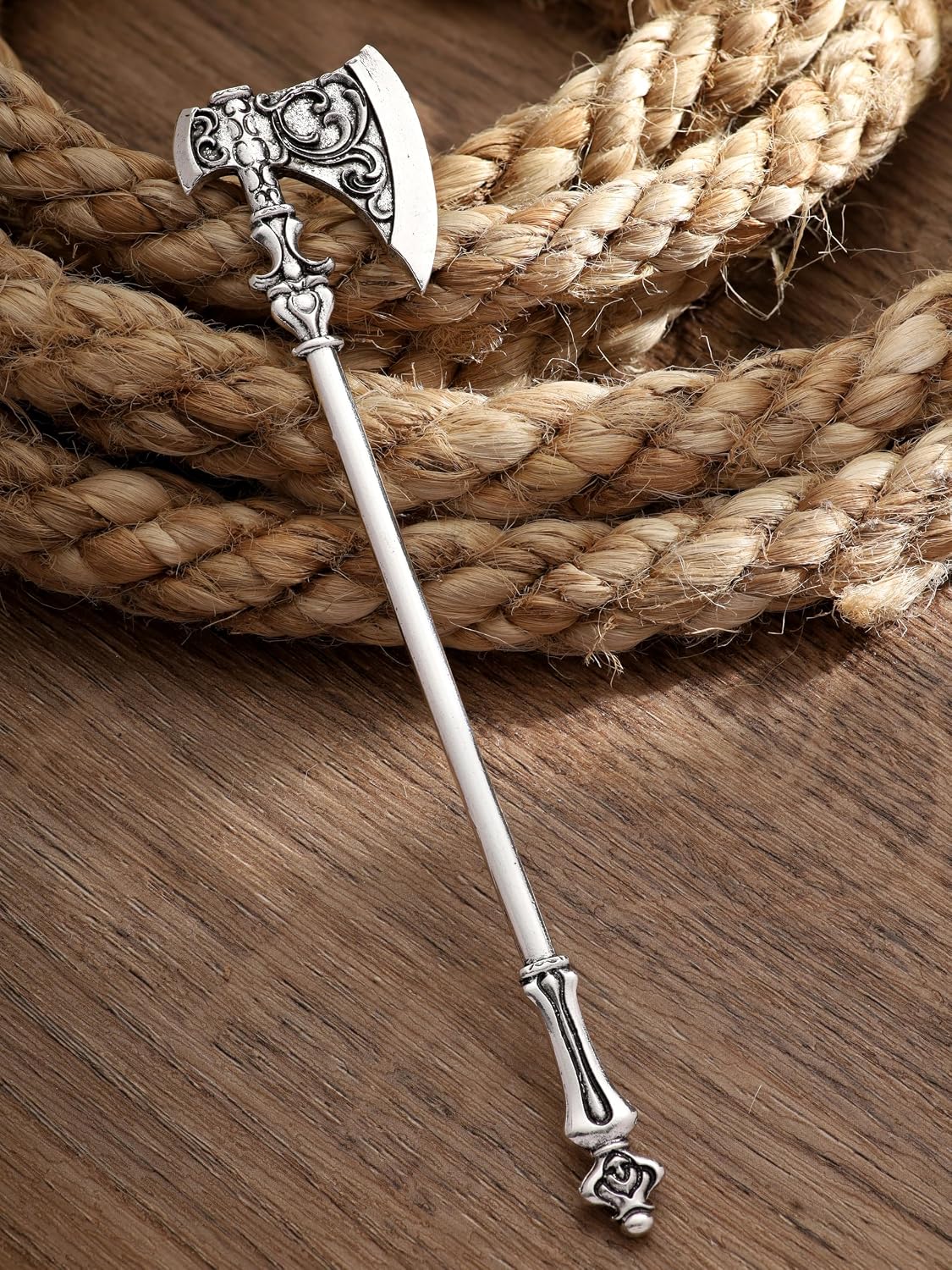 HAQUIL Viking Axe Hairstick for Women and Men - Fashion Punk Gothic Hairstick for Bun Hair Fork Hairpin Jewelry Gift - Nickel-free Metal Alloy, Size 2.56x1.97 inches image 5