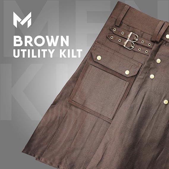 McWilliams Black Deluxe Modern Leather Straps Utility Kilt