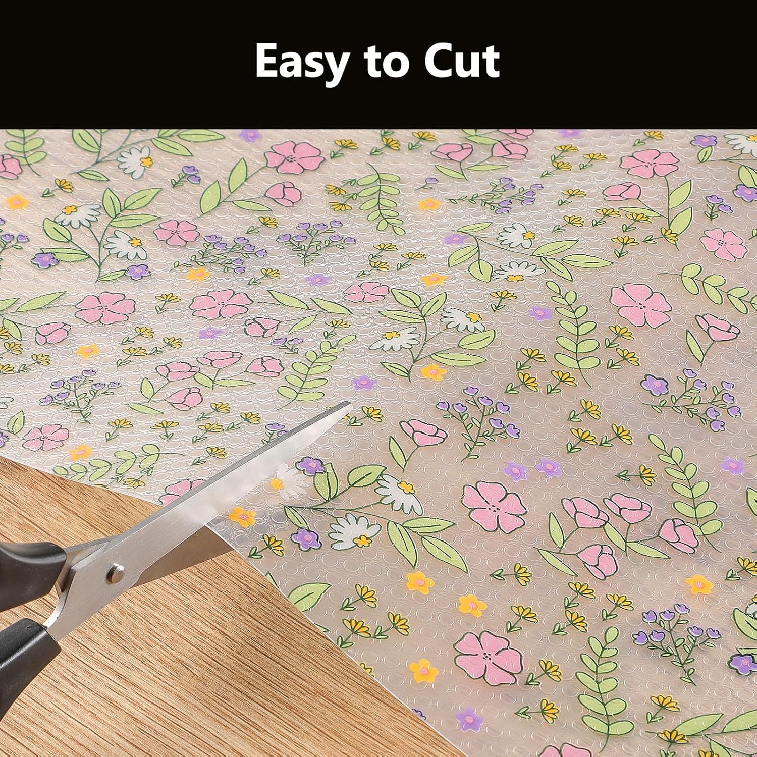 INNOLITES Shelf Liners for Kitchen Cabinets Non-Adhesive Drawer Liner with Floral, Waterproof Durable Easy to Clean, for Refrigerator, Shelves (Pink Purple Rose, 17.5" x 197")