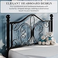 Vista 4 de SHA CERLIN Estructura de cama de tamaño individual para niños, estructura de cama de metal con cabecero y pie de cama con diseño