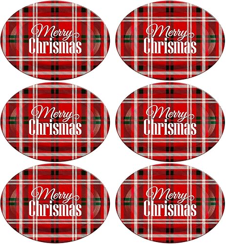 Bandejas de galletas de Navidad, platos y bandejas de melamina a cuadros rojos y negros para servir de Navidad, platos de cena de granja para