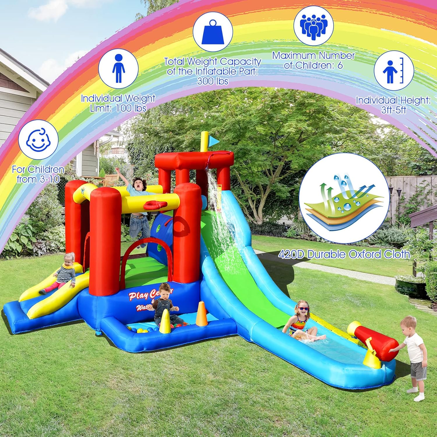Buy BOUNTECH Inflatable Water Slide, 9 in 1 Giant Kids Water Slide Bounce Castle Combo w/860W
