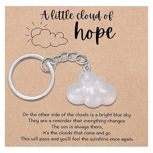 Ukodnus Cloud Keychain, Positive Mental Health Gift, Anxiety Stress Relief,