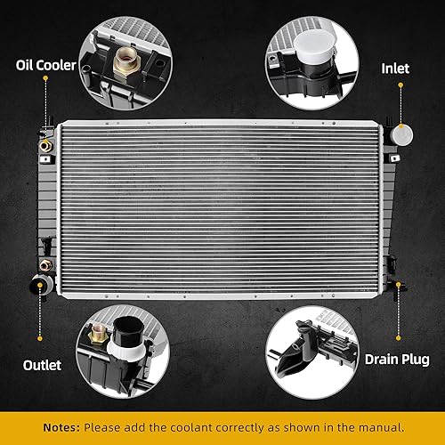 Miniatura 26 de DWVO Radiador compatible con Ford F-150 F-200 F-250 F-250 HD F-350 Bronco 5.0L 5.8L V8 DWRD1083