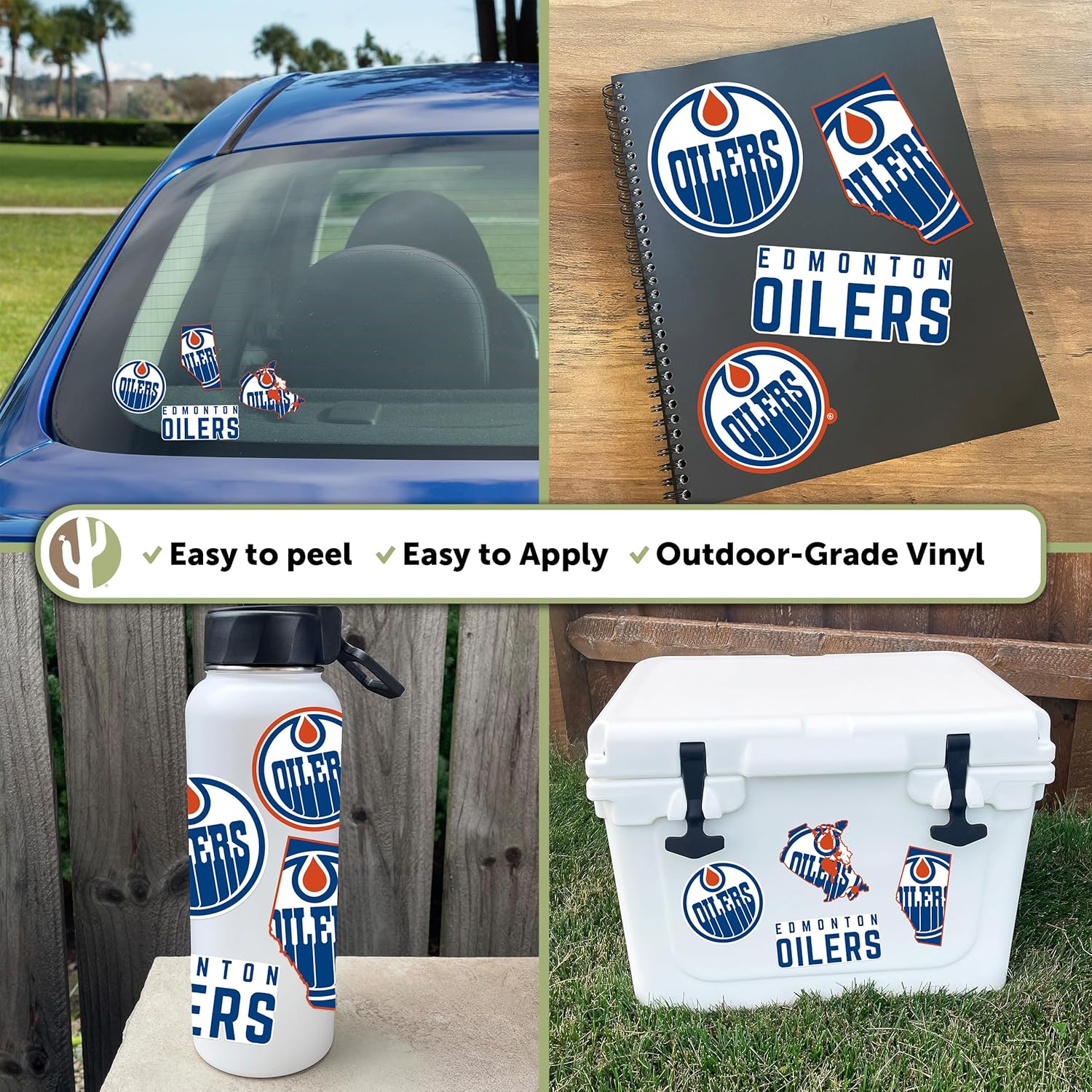 Desert Cactus Edmonton Oilers Team NHL National Hockey League Sticker Vinyl Decal Laptop Water Bottle Car Scrapbook (Type 2-3) - Image 2
