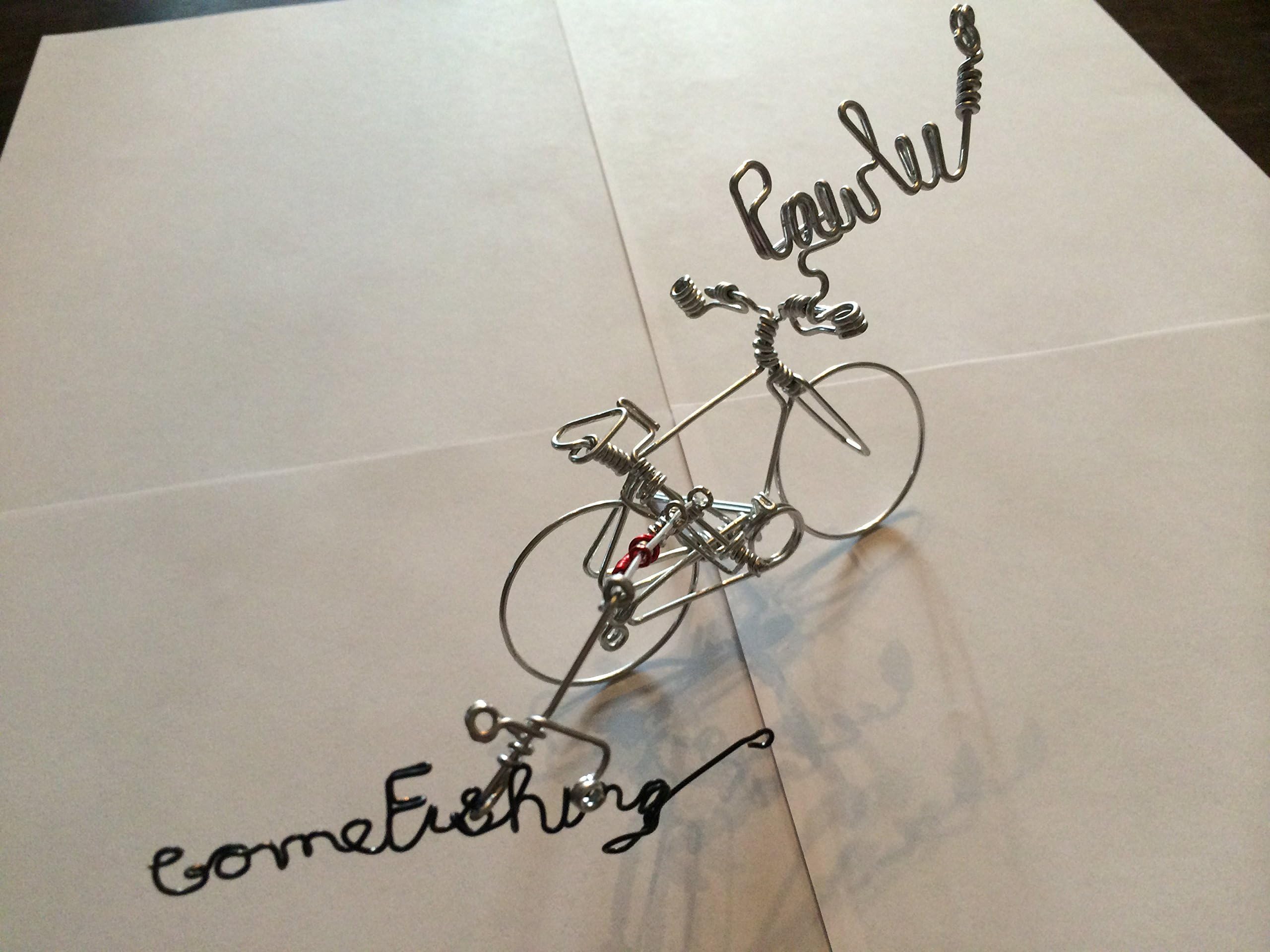 Handmade "Gone Fishing" Sign Personalized Name Bicycle Rack Fishing Lures Rod Pole Reel Bike Home Decor Custom Personal Name Creations Unique Customized Cycling Gifts for Men, Him, Husband, Outdoor, Fisherman, Boyfriend, Fisherman - Special Bicycle Metal Wire Vintage Art Gift for Birthday, Wedding, Anniversary, Engagements, Holiday or Any Occasions ONE of A KIND Stand Alone as Table Decorations, Window Display Freedom Bike "Gone Fishing"